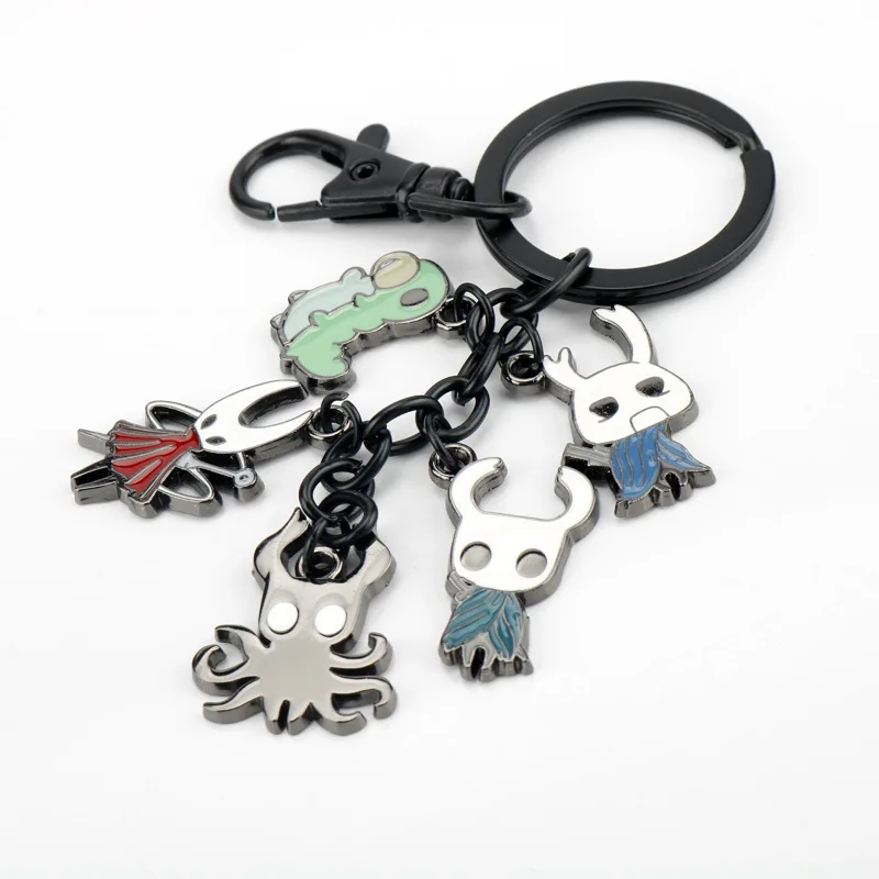 Portachiavi con personaggi in metallo Hollow Knight Il cavaliere Polpo Grub Hornet Portachiavi con ciondolo per donna Uomo Portachiavi Gioielli