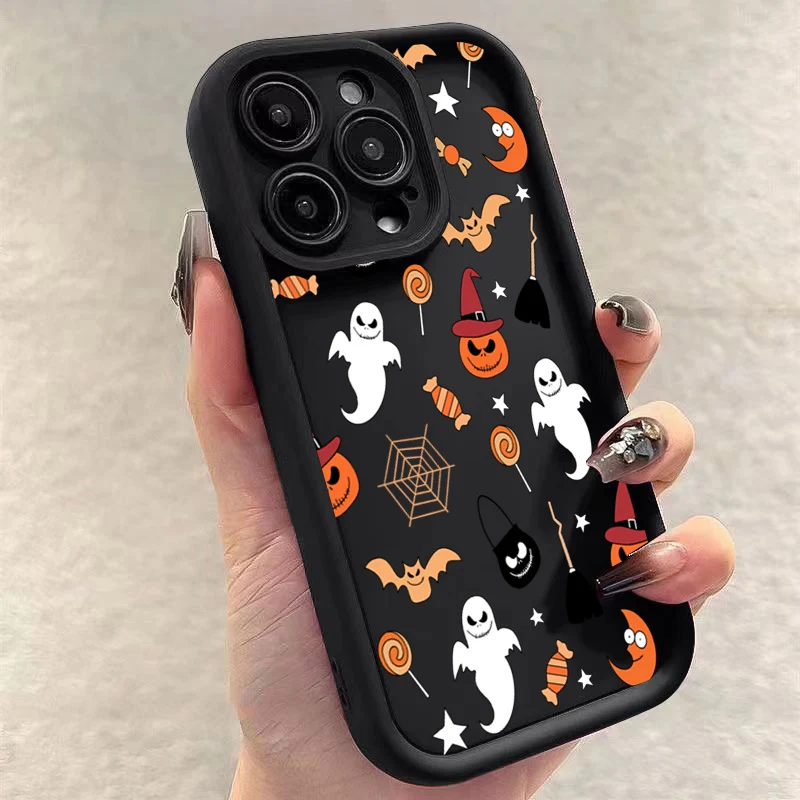 Luxury Happy Halloween Ghost Phone Case for Samsung S25 S24 S23 S22 S21 S20 Note 20 FE Plus Ultra 4G 5G Soft Silicone TPU Cover