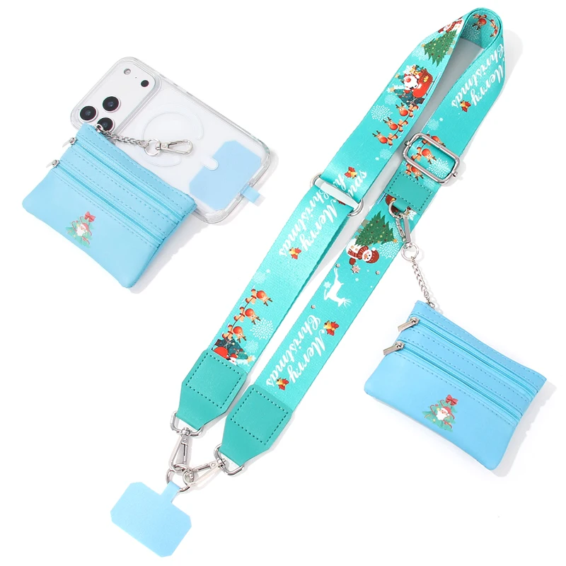 عيد الميلاد نمط 3.8 سنتيمتر واسعة الهاتف المحمول الحبل مع انغلق محفظة جلدية ، السنة الجديدة 2026 حقيبة متعددة الوظائف حزام الكتف #2