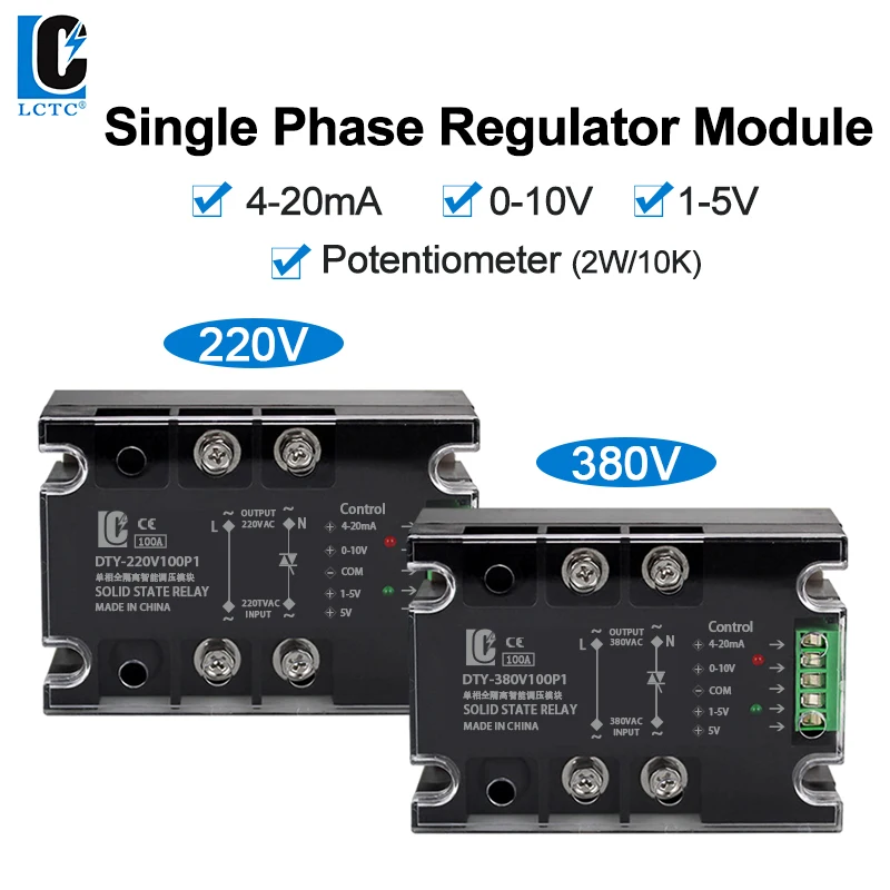 

LCTC Voltage Regulator Relay 220V 380V Voltage Stabilizer Module Power Barrier Controller Enhanced Single Phase AC 10A-200A DTY