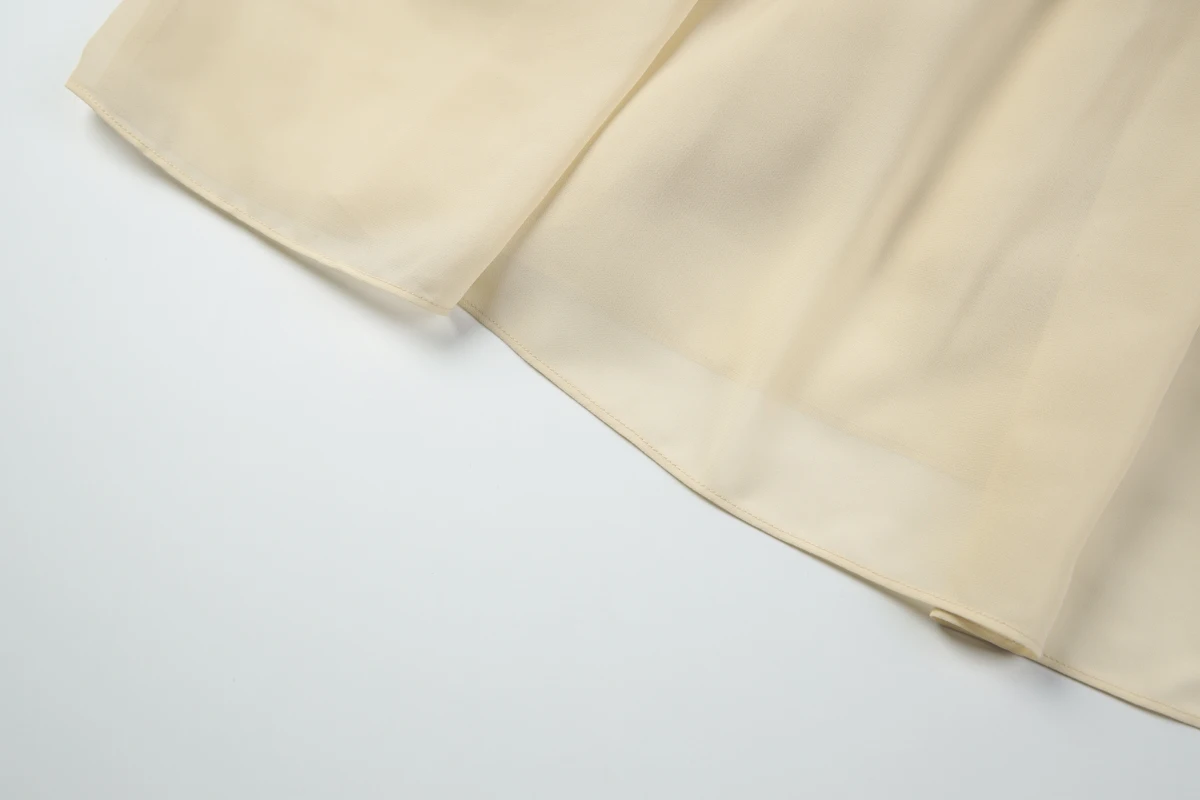 Hugcitar Modische 2-teilige Sets mit V-Ausschnitt, langen Ärmeln, Knöpfen, Patchwork-Spitzenoberteil, Kordelzug, plissiertem Maxirock, Urlaubsoutfit für Damen – Detail 11