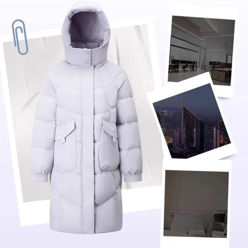 Chericom 롱 여성 겨울 다운 재킷 2025 후드 따뜻한 다운 코트 통근 포켓 루즈핏 재킷 여성 Y309119Y