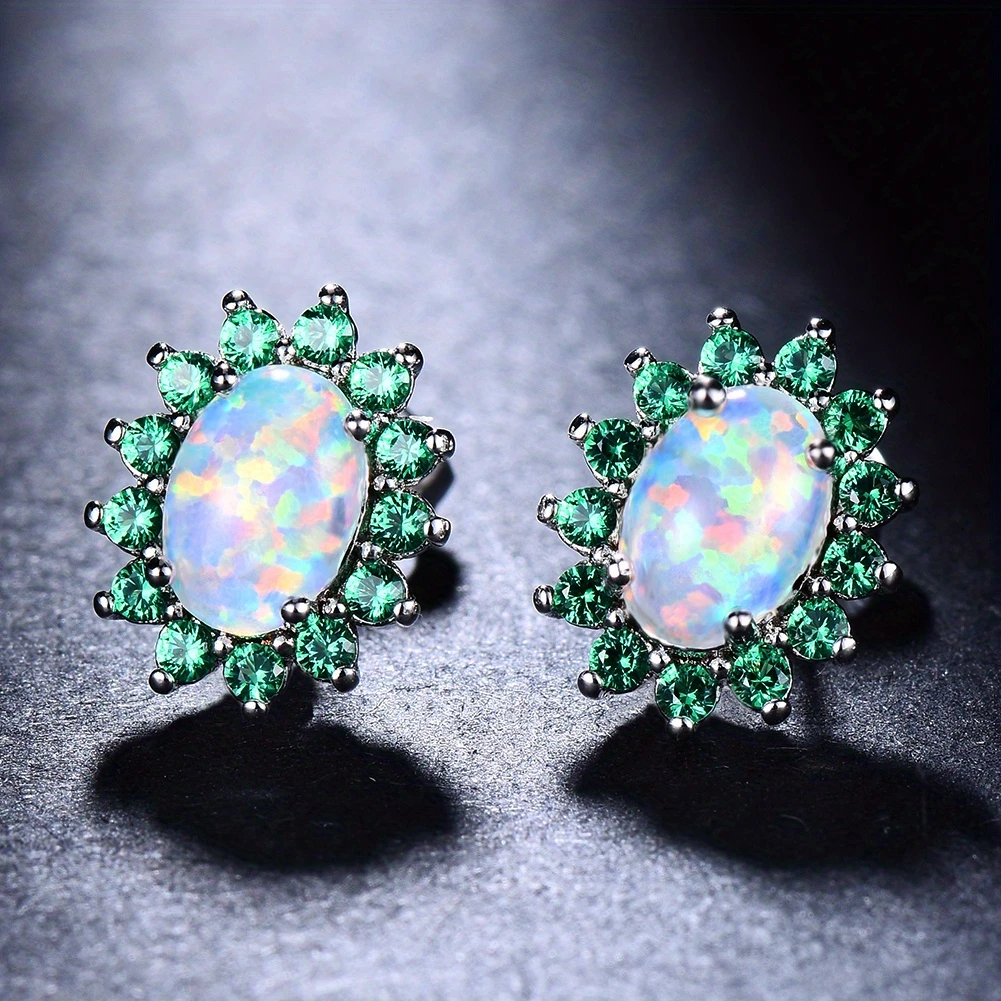 

Elegant Luxury Opal Effect Iridescent Blue & Clear Statement Earrings,Iridescent Opal Jewelry for Women Jewelry Gifts for Women