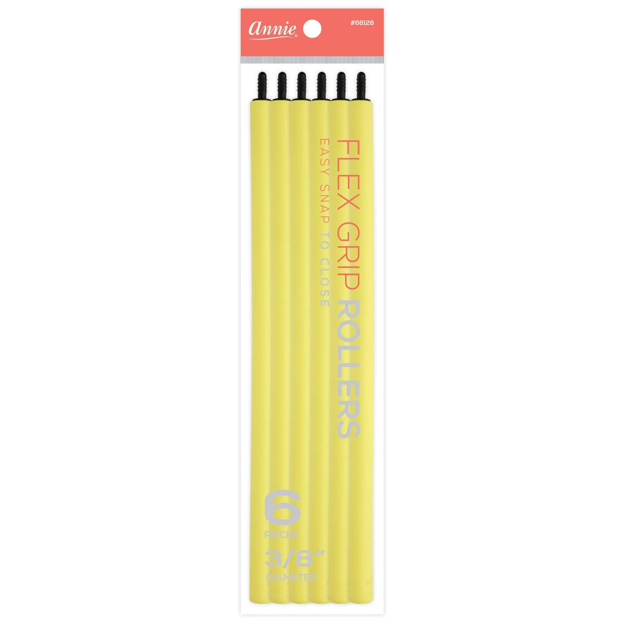6ct Yellow Flex Grip Hair Rollers Soft No Pin Curlers For Salon Styling Waves Volume And Secure Hold
