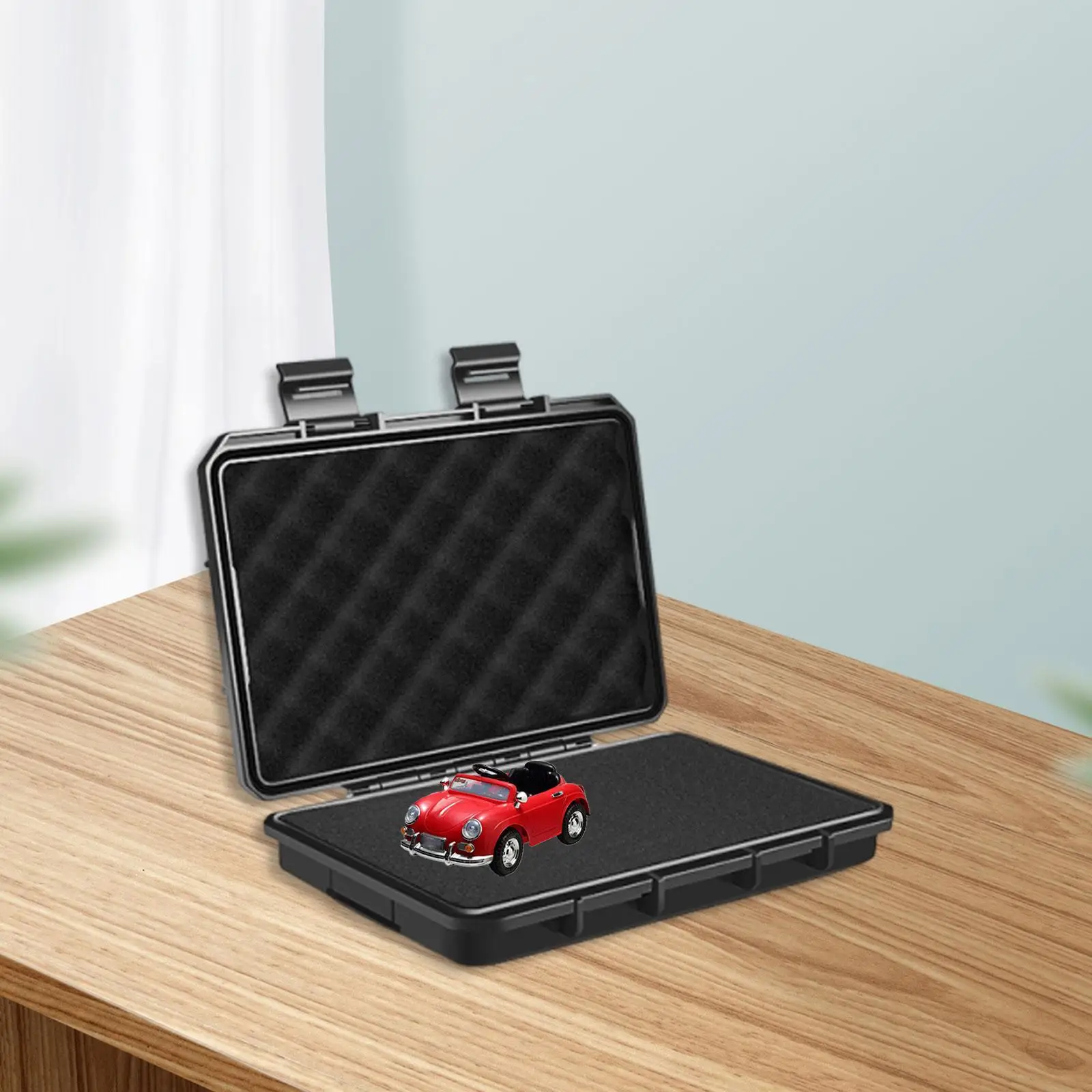 1/64 Scale Car Model Display Case with Latch Seal ABS Plastic Box for Diecast Toy Car Storage Black