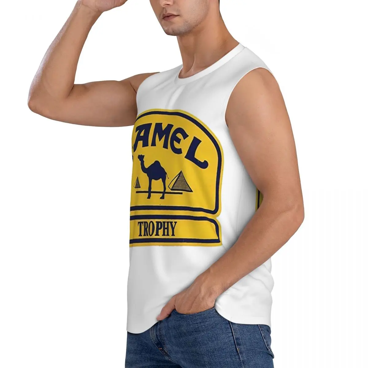 Camel Trophy Men Sleeveless Tank Tops Quick Dry Breathable Gym Fitness Running Summer Casual Sport Vest