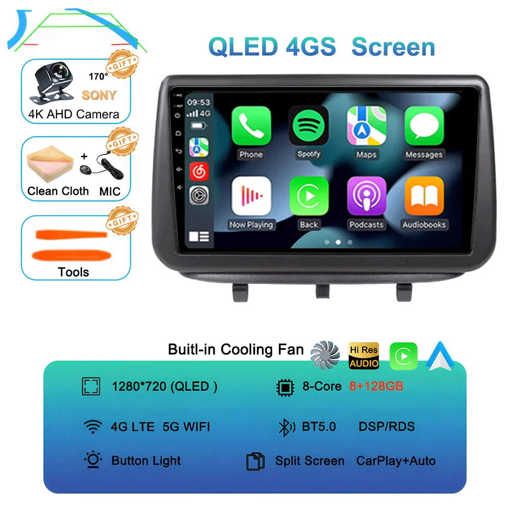 Auto radio multimediaspeler GPS CarPlay Auto 4G WIFI stereo head unit DSP voor Opel Meriva B 2009 - 2014 2K QLED Android 16