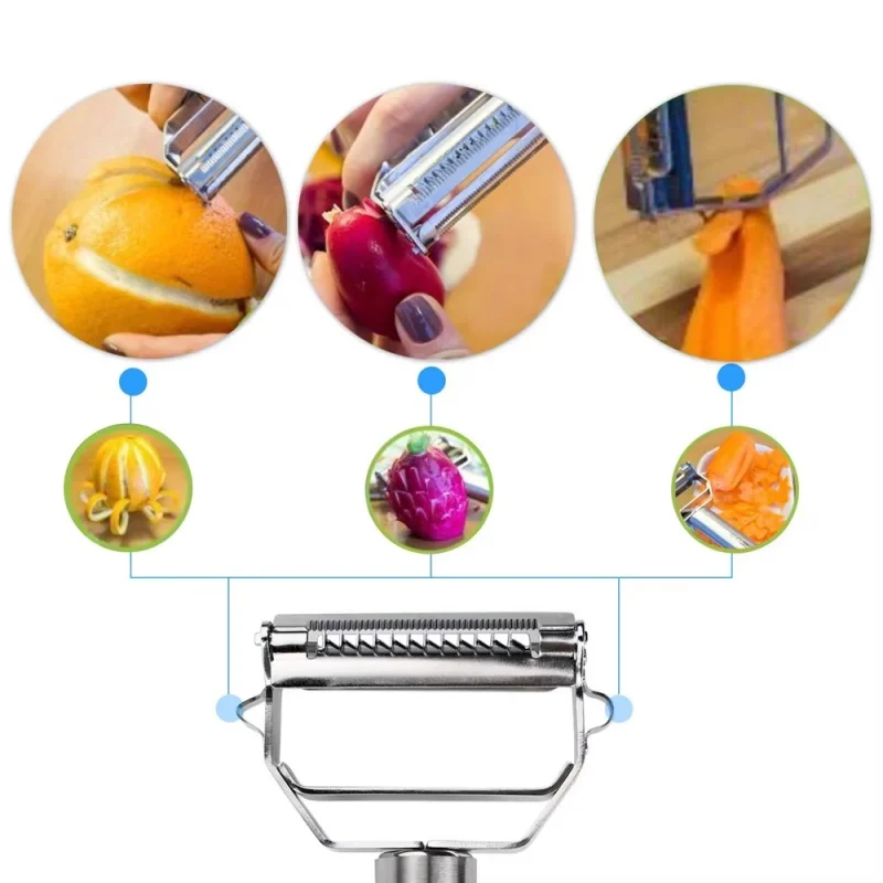4in1 Peeler Multifunction Grater Julienne Peeler Vegetable Fruit Peeler Stainless Steel Shredder Kitchen Tool
