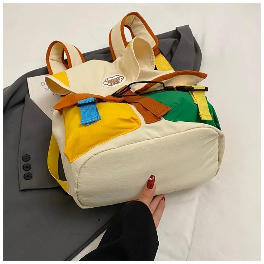 Korean Nylon Backpack Multi-pocket Drawstring Student Schoolbag Large Capacity Lightweight Parent- Bags Daypack Bookbag