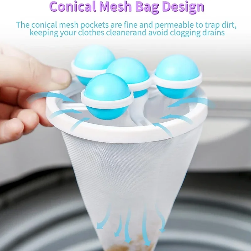 Reusable Washing Machine Filter Pet Lint Removal Hair Catcher Floating Filters Mesh Anti-Winding Laundry Clothes Cleaning Tool