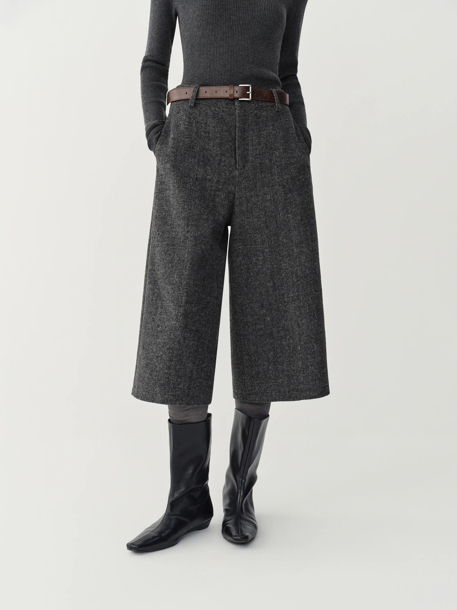 FSLE 2026 Herbst Winter Neuerscheinung Damen Shorts Mittlere Taille Gerade Weites Bein Cropped Hosen Elegante Lässige Lose Hosen für den Alltag – Detail 6