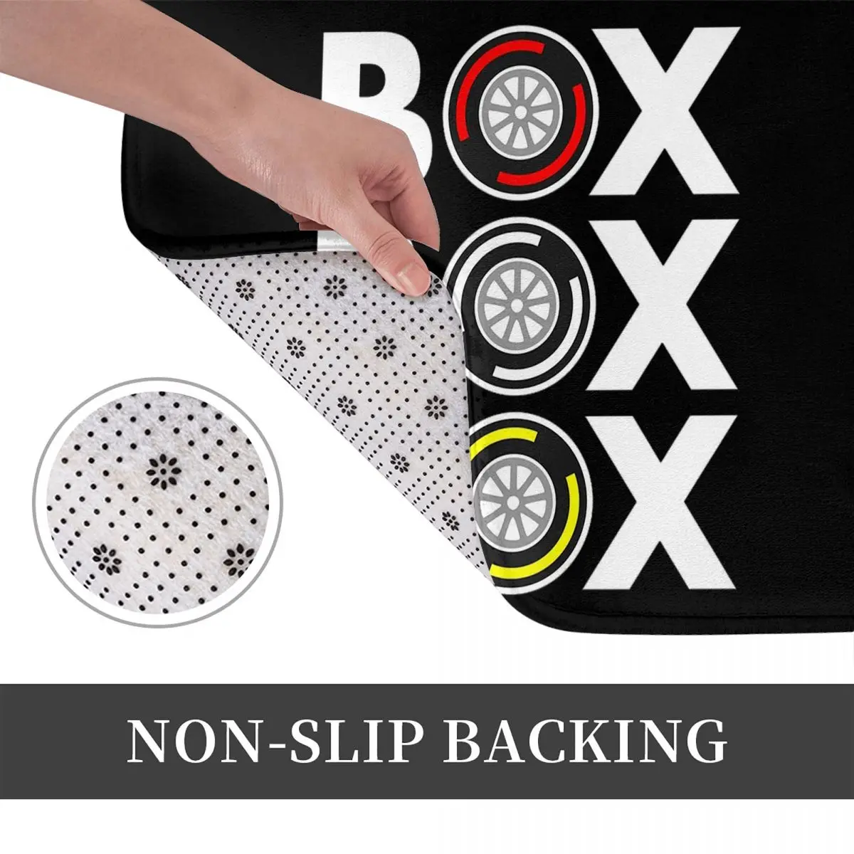 Box Box Box F1 Tyre Compound White Text Design Non-slip Doormat Floor Mat Carpet Rug for Kitchen Entrance Home Footpad Mats