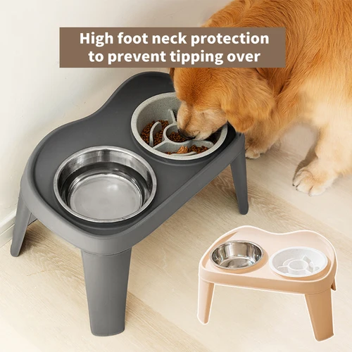 Cuenco doble elevado plegable clásico para perros de una pieza, cuenco para perros medianos y grandes, cuenco de alimentación para perros grande Golden Retriever, cuenco para mascotas