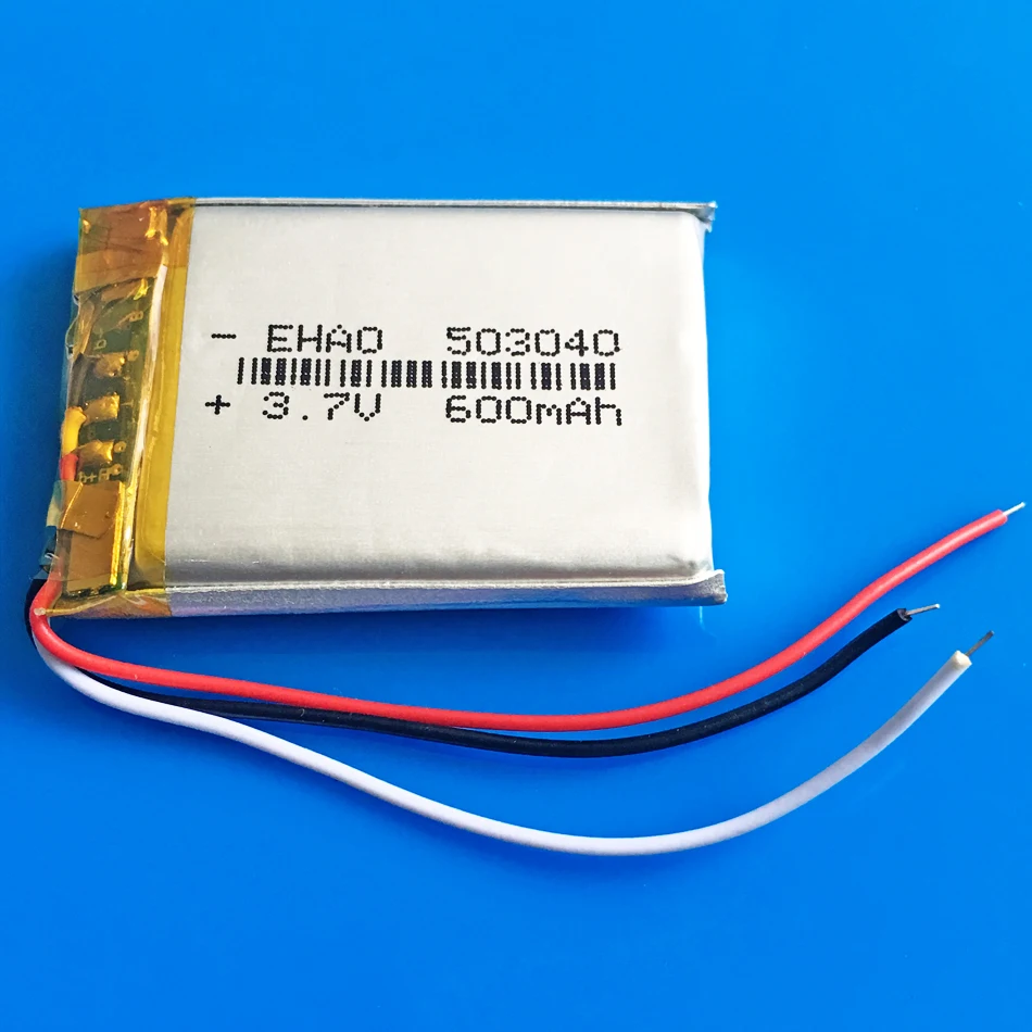 3.7V 600mAh Lipo akumulator z 3 przewodami litowo polimerowa 503040 dla MP3 GPS DVD głośnik Bluetooth rejestrator Ebook Camera