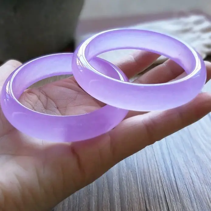 

Violet jadeite bracelet natural ice spring belt color positive circle jade bracelet girl mother model