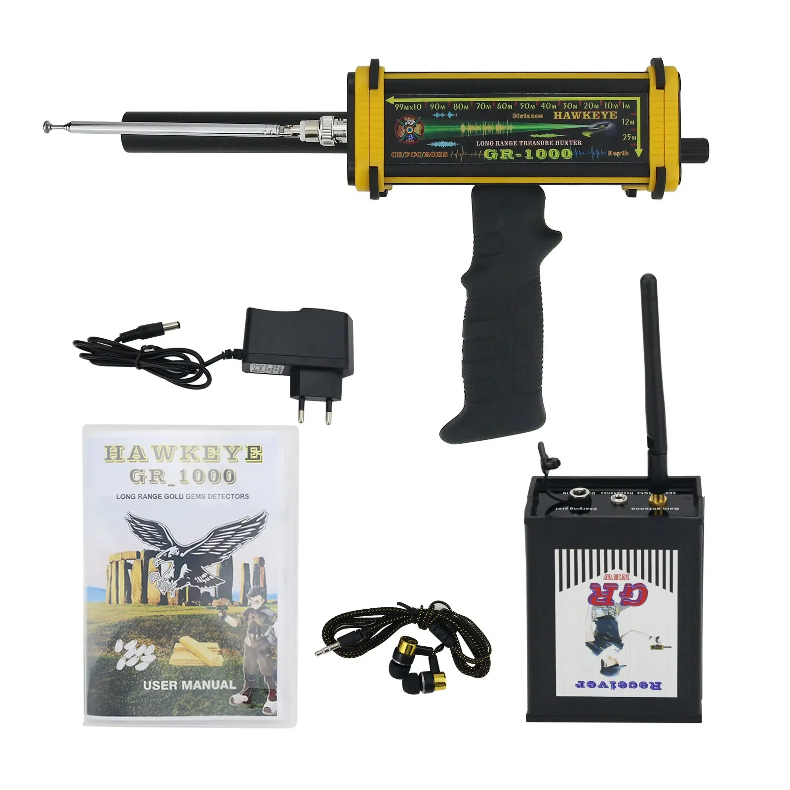 

GR-1000 HAWKEYE Long Range Treasure Hunter Gold Finder Metal Detector with Radar Scanning