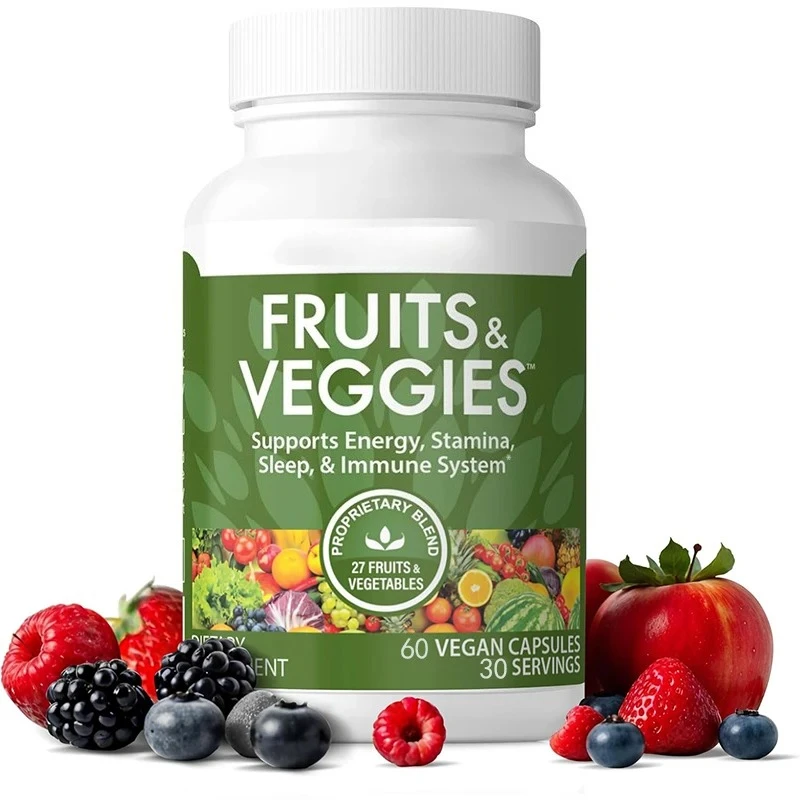 Fruits And Vegetables - Vitamins, Minerals - Kale, Broccoli, Spinach, Beets, And Raspberries - Multiple Vitamins -60 Capsules