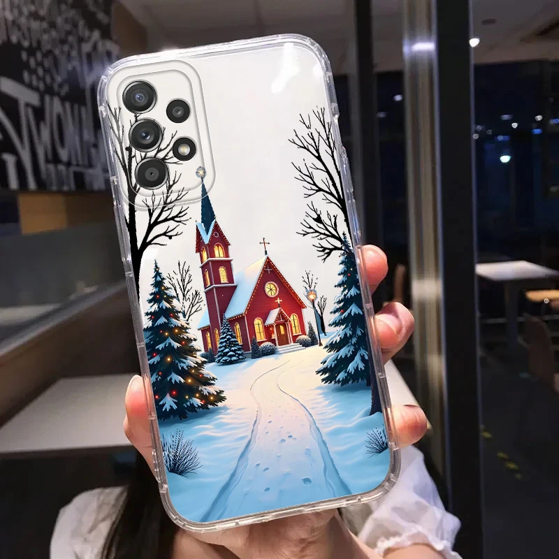 เคสโทรศัพท์น่ารักลายหิมะฤดูหนาว สุขสันต์วันคริสต์มาส สวยงาม นุ่ม สำหรับ Samsung Galaxy Note 20 Ultra 10 S24 S21 S23 Ultra S20 Plus