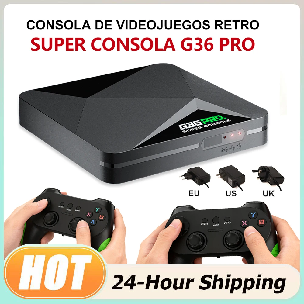 Super Consola G36 Pro Game Box US/EU, Consola de Videojuegos Retro, Juegos Clásicos de Arcade para PS1/NAOMI/Sega con Gamepad HD para Dos Jugadores