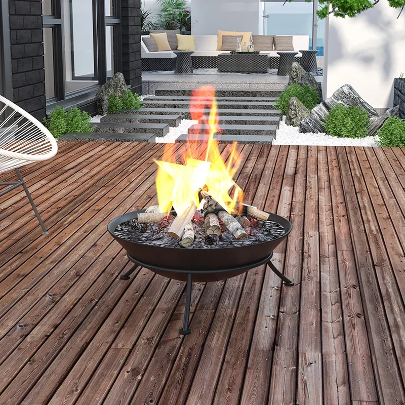 Steel Large Fire Bowl Cast Iron Firepit Garden Fireplace Outdoor Fire Pit for Garden Patio Terrace Camping Heating
