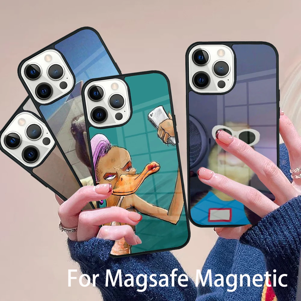 

Funny Duck Selfie Phone Case Magesafe Magnetic Wireless Charge Cover For IPhone 16 11 12 13 14 15 Pro Max Plus Mini