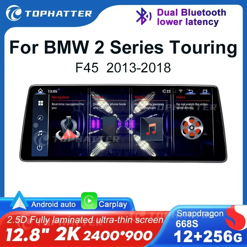 

12.8" 2.5D 2K For BMW 2Series F45 2013-2018 Car radio CarPlay Android Auto Multimedia Player Retains OEM Features Navi DSP Audio