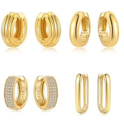 925 Sterling Silver Golden Gorgeous Daily Earrings Jewelry Versatile Hoop Earrings For Women Jewelry Birthday Party Fine Gifts