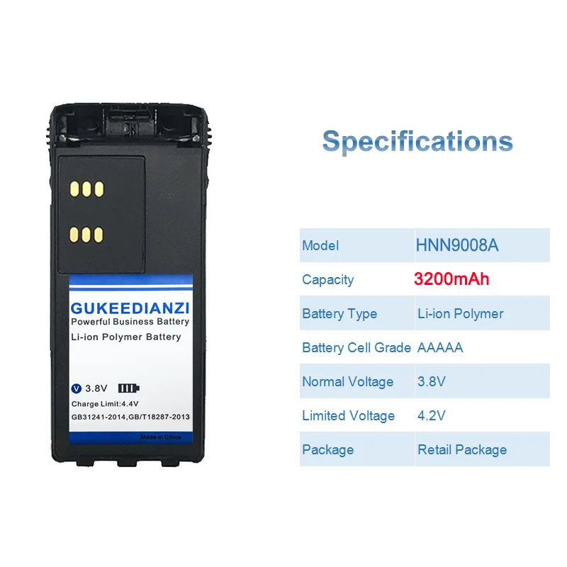 HNN9008A walkie-talkie Battery For MOTOROLA Radio GP340 GP380 GP640 GP680 GP320 HT1250 HT750 GP328 GP338 PRO5150 MTX850 3200mAh