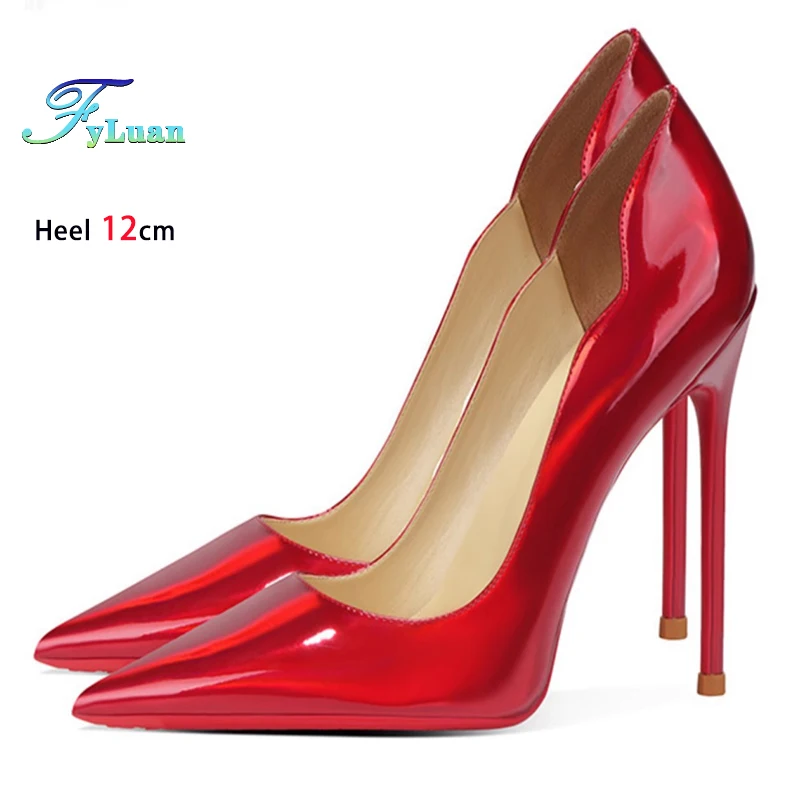 FyLuan Laser Red Female Wedding Shoes Fashionable Banquet Slim Heels Sexy Shallow Mouth Dress Women Stiletto Pointed Toe Pumps