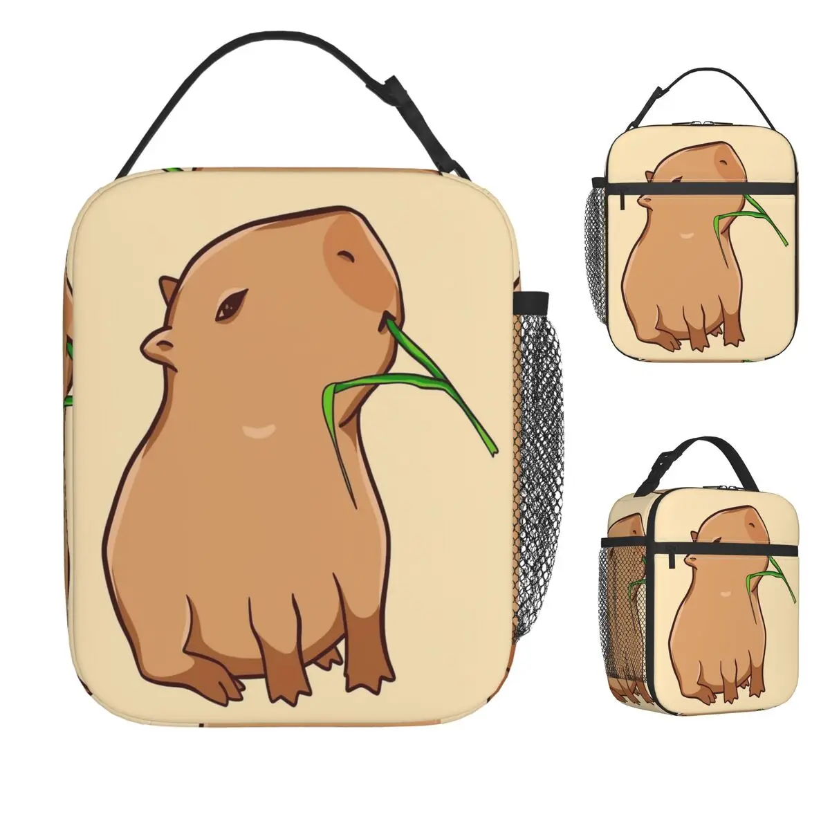 

Capyccino Animal Print Lunch Bag Kawaii Lunch Box For Child Beach Portable Cooler Bag Graphic Design Tote Food Bags