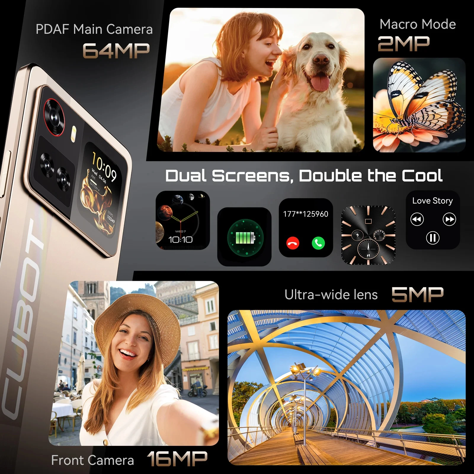 جديد Cubot X100 أندرويد 15 الهاتف الذكي الأبعاد 7025 5G 1.72 "العرض الخلفي 64MP الكاميرا الرئيسية 5100mAh بطارية 33W شحن سريع NFC