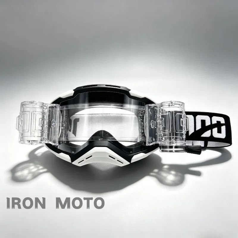 Motocross Goggles Roll-Off Goggles Tear-off Ready with Posts Mud Flap Kit，Motorcycle Goggles with Roll-Off System for UTV/ATV