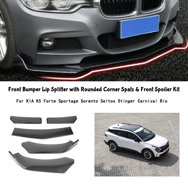 Kit de carrocería con divisor de parachoques delantero ajustable de 5 segmentos para KIA K5 Forte Sportage Sorento Seltos Stinger Carnival Rio
