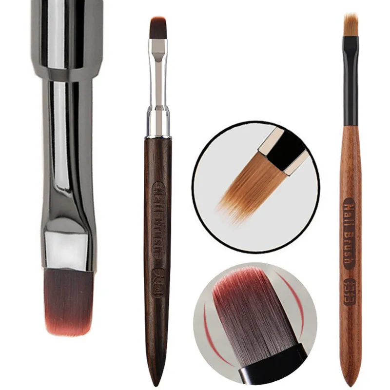 2Pcs Round Wood Handle UV Gel Polish Gradient Color Acrylic Nail Drawing Pen Nail Ombre Brush Nail Art Painting Pen Brush