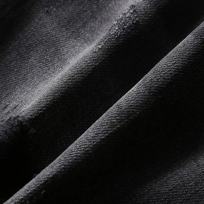 Street Fashion Men Jeans Retro Black Gray Stretch Slim Patched Ripped Jeans Men High Quality Y2K Vintage Designer Denim Pants