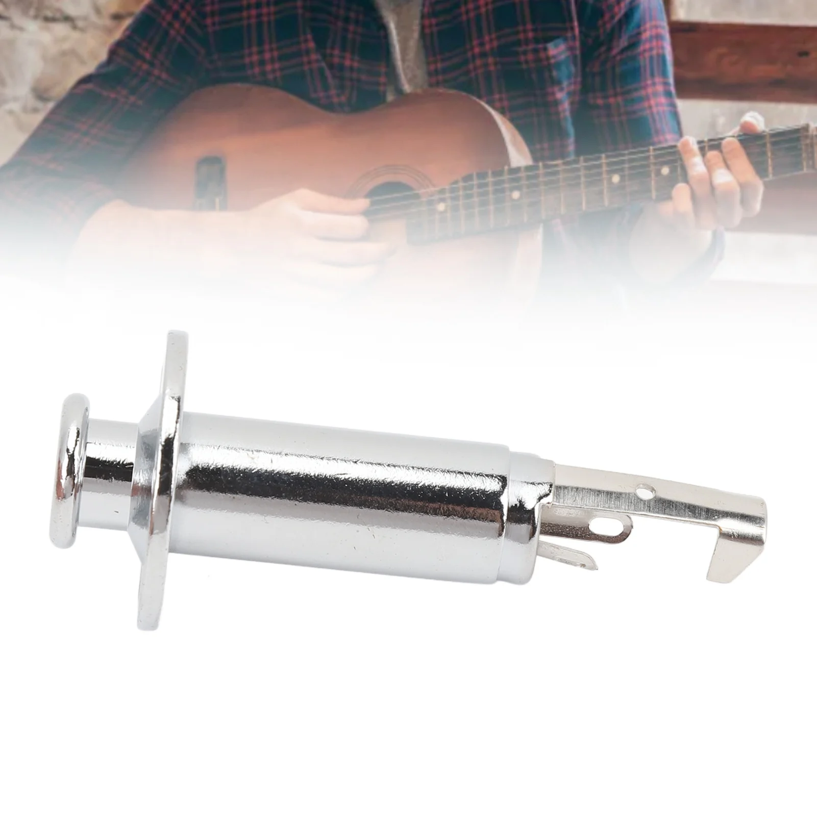 

6.35mm Electric Guitar Mono Endpin Output Jack Brass Alloy EQ Equalizer Output Socket Connection Port Silver with 3 Mounting