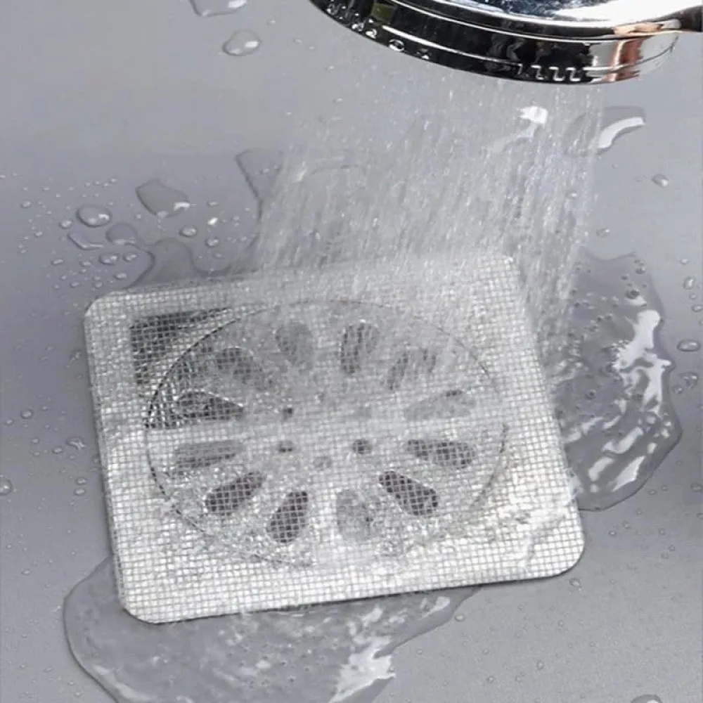 Disposable Drain Hair Catcher Stickers, Self‑Adhesive Square Shower Drain Mesh Sticker, Bathroom Sink Hair Filter Strainer Trap, 10cm×10cm, 20 Pcs