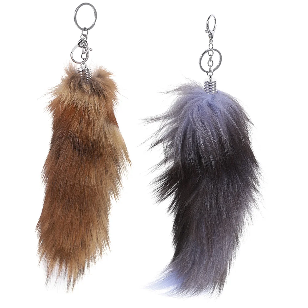 Tail Wallet For Girls Fluffy Animal Tail Keyring Faux Tail Key Ring Decorative Pendant Hanging Accessory