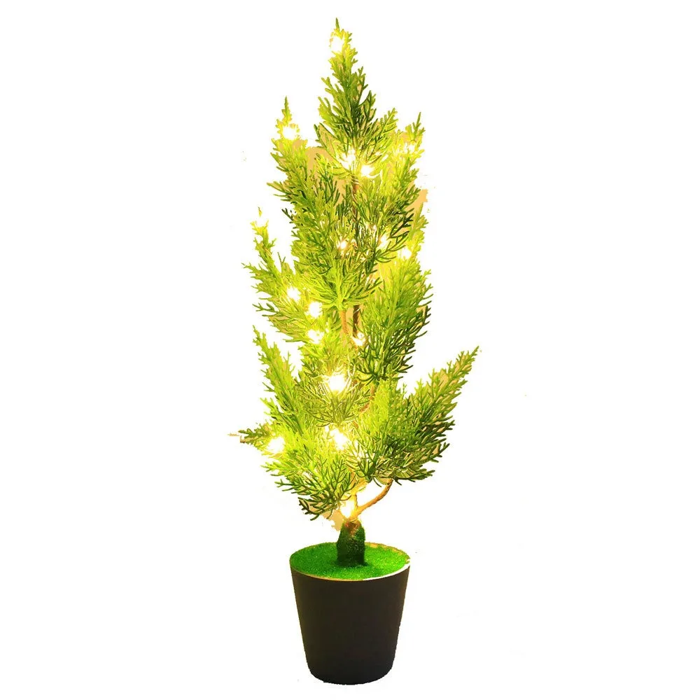 New LED Night Light Simulated Green Plant Potted Plant Luminous Desktop Ornaments Office Bedroom Warm Lamp USB Desk Lamp