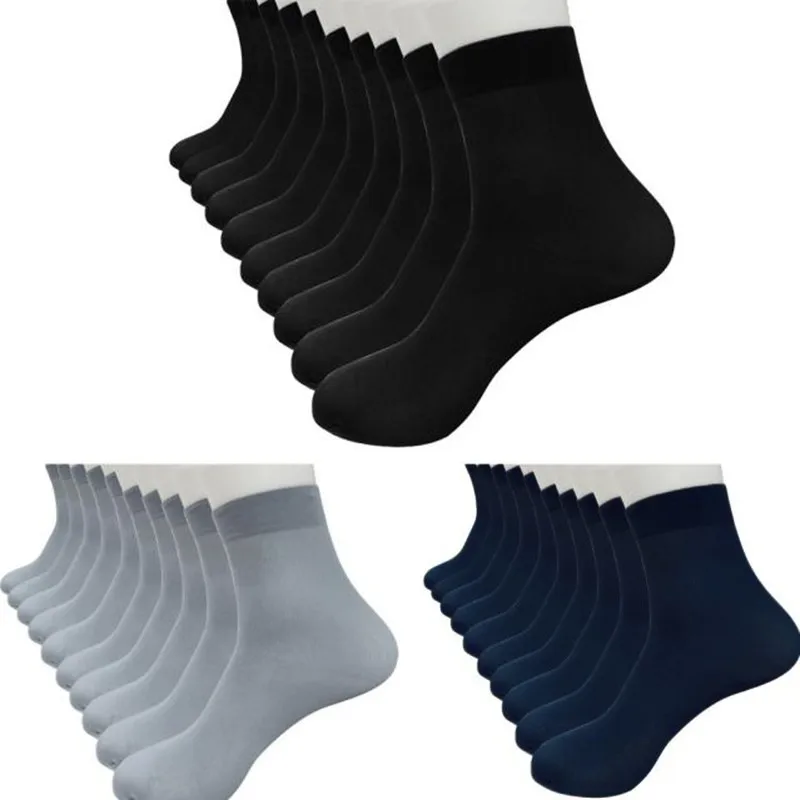 4 Pairs  Fiber Ultra-thin Elastic Silky Short Silk Stockings Men Socks