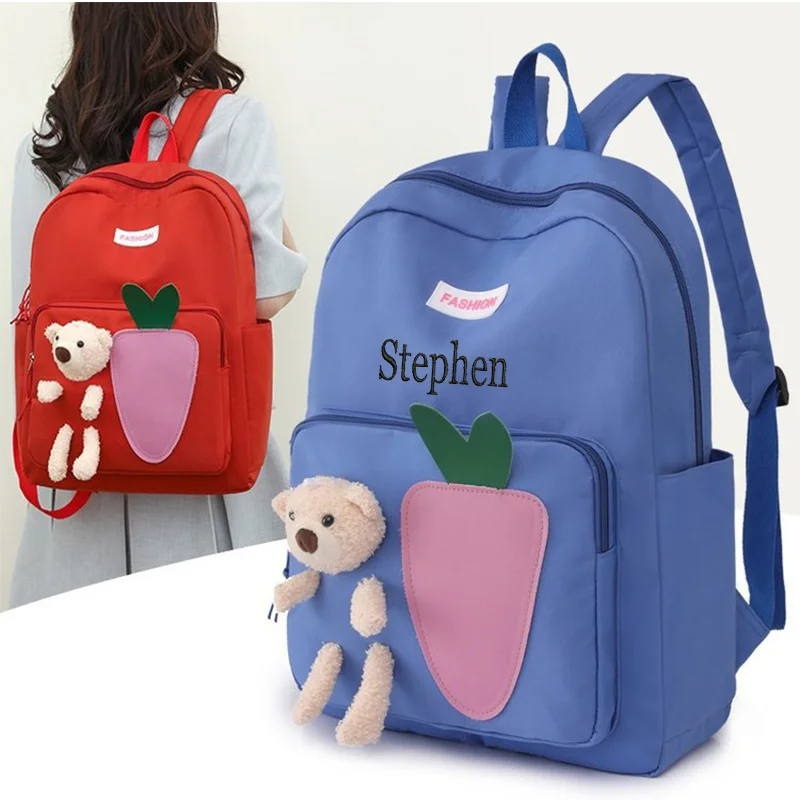 Mochila pequena urso pequeno bonito, lazer estudante da escola primária, desenhos animados personalizados, pequeno, novo