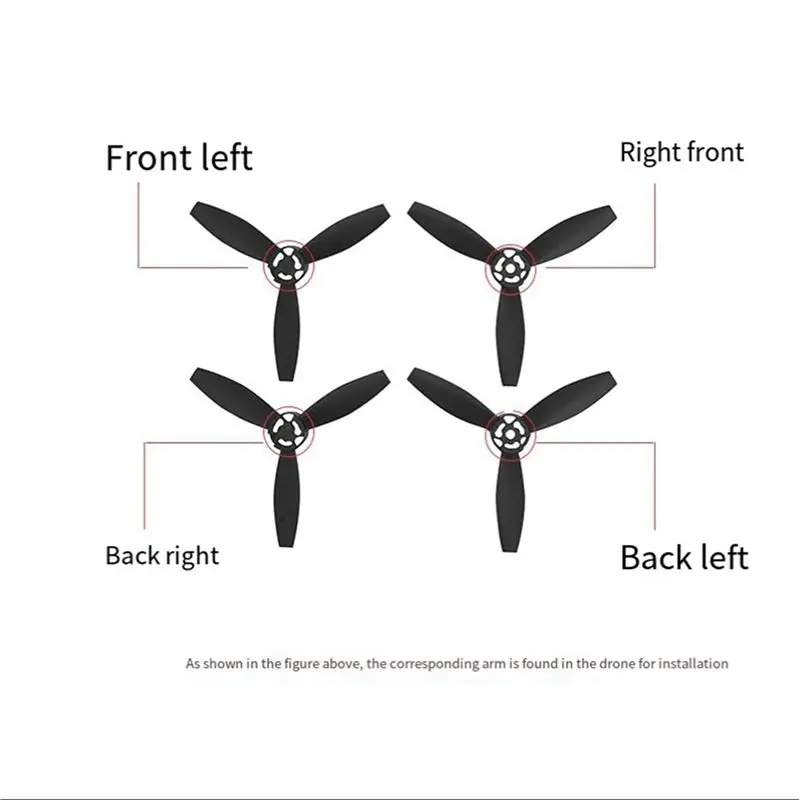 8PCS Suitable For Parrot Bebop 2 Drone Propeller Blades Drone Accessories Black+Red
