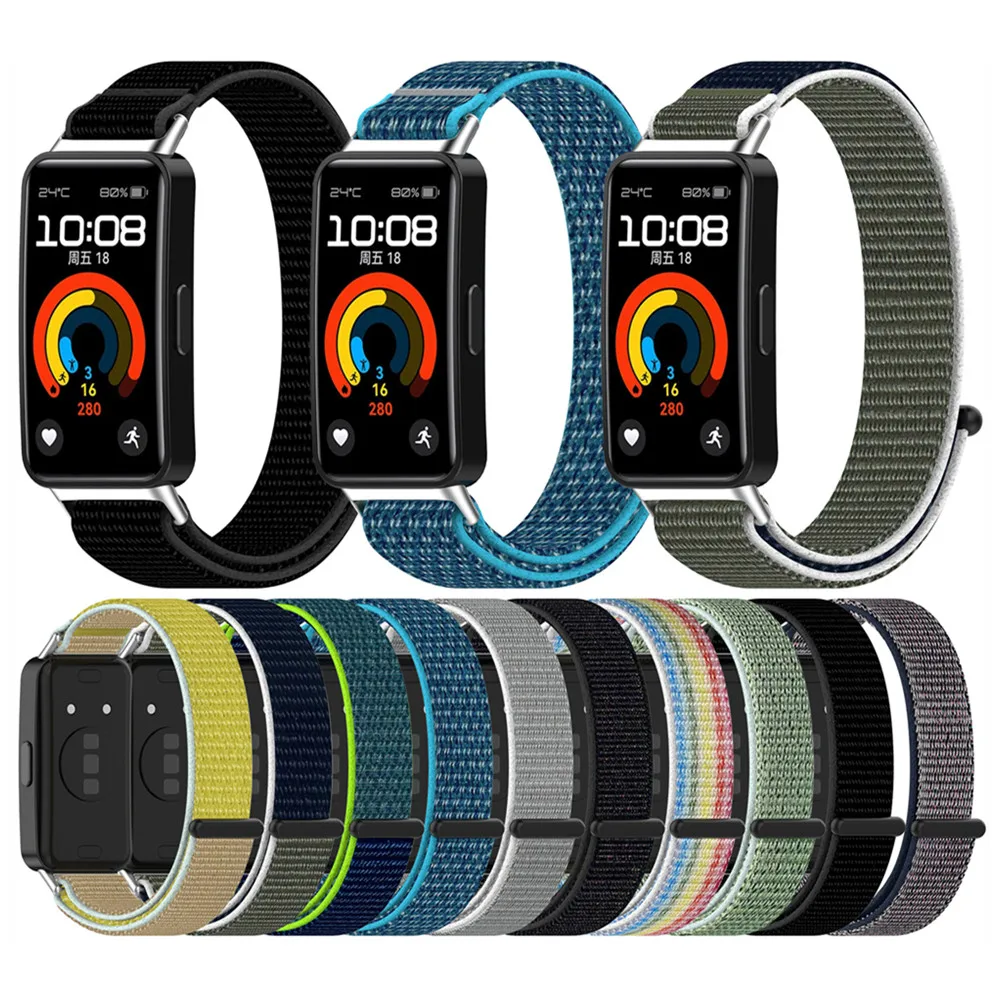 สายรัดผ้าใบทอไนลอนเหมาะสําหรับ Huawei band 10 10NFC 9 9NFC 8 8NFC นาฬิกาสายรัดข้อมือกีฬา