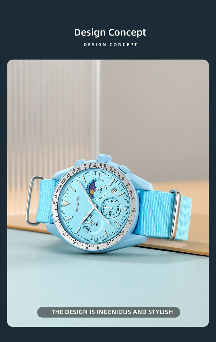 SKMEI 9392 Quarz Chronograph Uhren für Männer und Frauen mit Datum 30M Wasserdicht Sportuhr Modische Nylon-Armbanduhr Geschenke Reloj Mujer – Detail 2