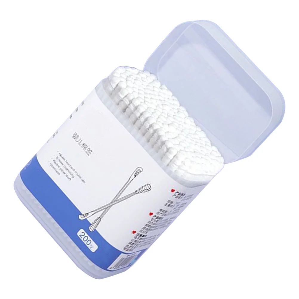 

1 Box Baby Cotton Swabs Disposable Infant For Ear Wax Nose Makeup Pet Care Double-Ended Applicator