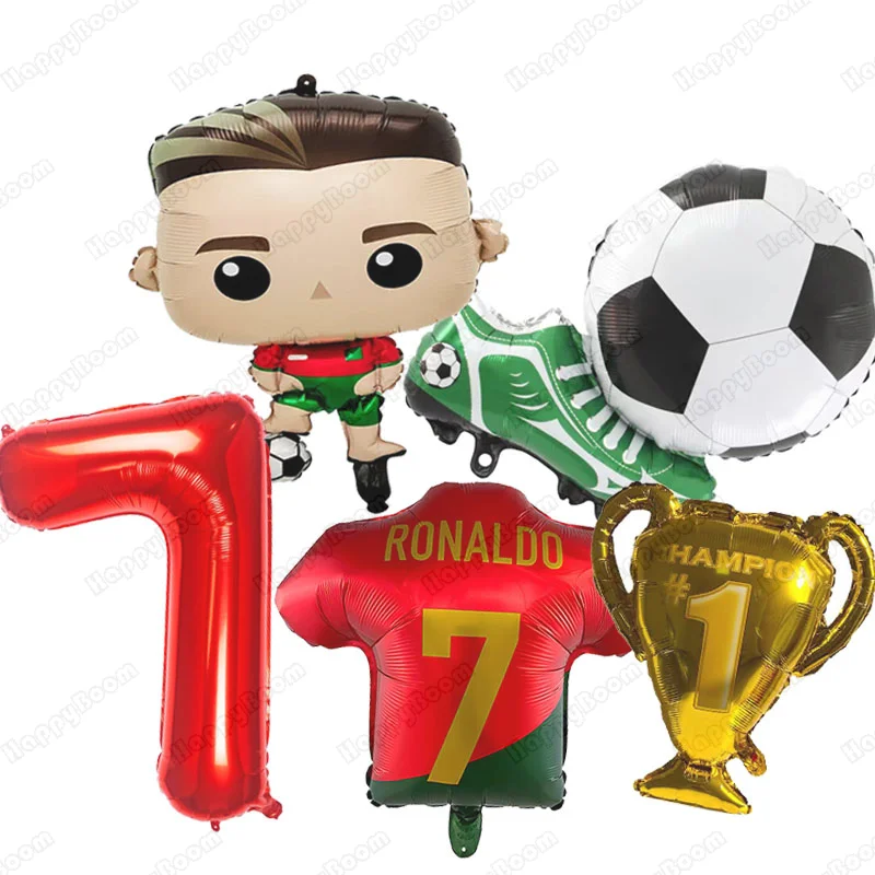 5 stks Cr7 Voetbal Verjaardag Aluminium Film Ballonnen Jongen Voetbal Thema Verjaardagsfeestje Decoratie Cr7 Party Photo ProSuppliesp