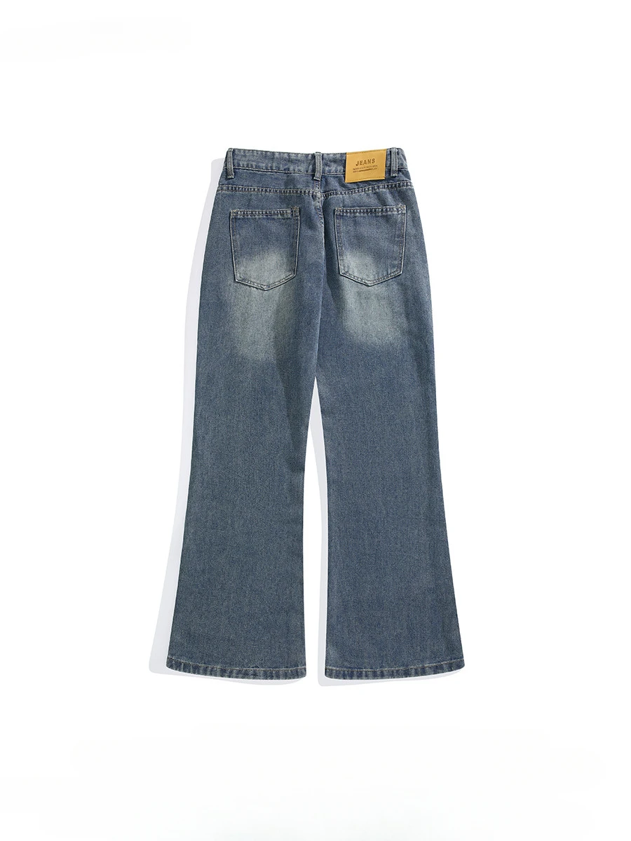 ChimStreet-Jean Micro-Flapper Brodé pour Homme, Pantalon en Denim Polyvalent, Style Américain, Patch Flamme, Belle Personnalité, Hip Hop