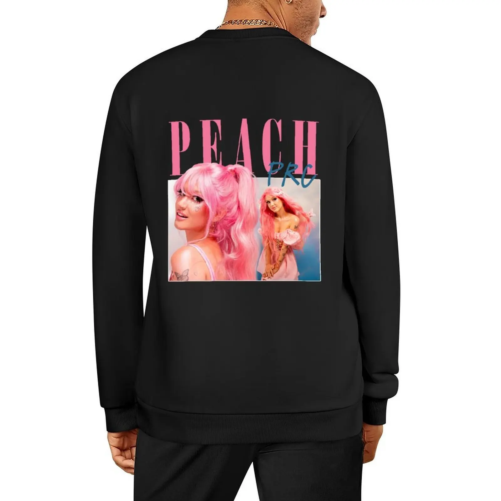 

peach prc retro bootleg Pullover graphic t shirts men tracksuits korean clothes autumn new products sweatshirts men