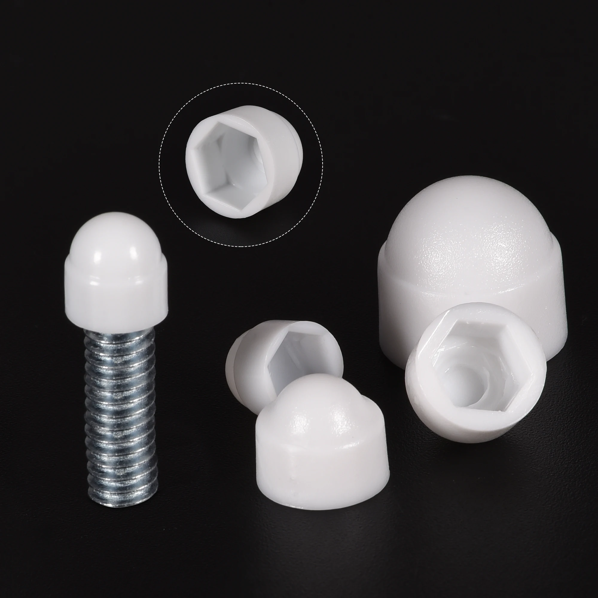 Uxcell-Plastic Dome Bolt, tampa de proteção porca, tampa do parafuso sextavado, branco, M10, 17mm, 25pcs