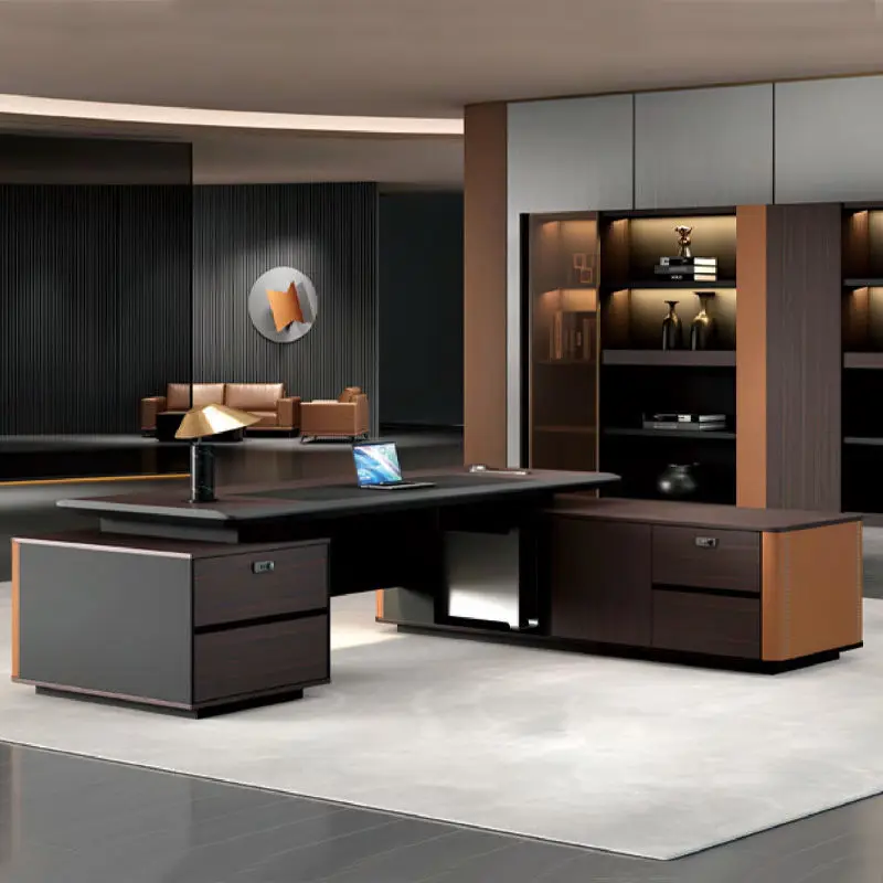 combination is simple and modern, chairman's office desk, single atmosphere of desk, whole set of furniture